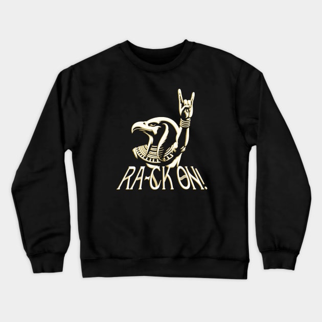 Horns Up! with Metalhead Sun God Ra Crewneck Sweatshirt by MetalByte